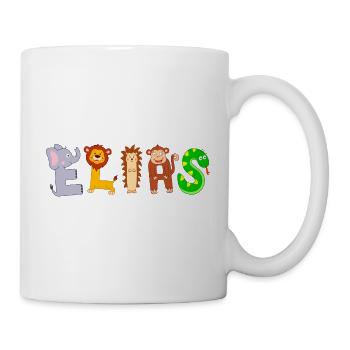 ELIAS Name aus Tierbuchstaben - Tasse - Weiß - Rechts