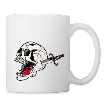 Schädel durchbohrt Todesknospendolch der alten Schule - Tasse - Weiß - Rechts