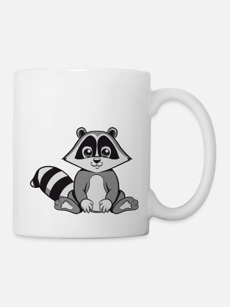 Waschbär freundlich lächeln - Tasse - Weiß