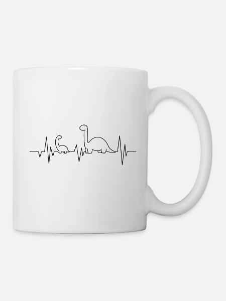 Heartbeat - Dinosaurier - Dino-Love - Tasse - Weiß