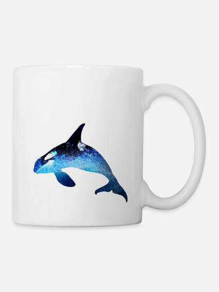 wal,blau,fisch,malerei,kunst,blau,meer - Tasse - Weiß