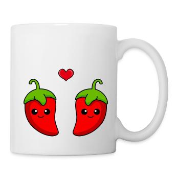 Chilli Paar Liebe Comic - Tasse - Weiß - Rechts