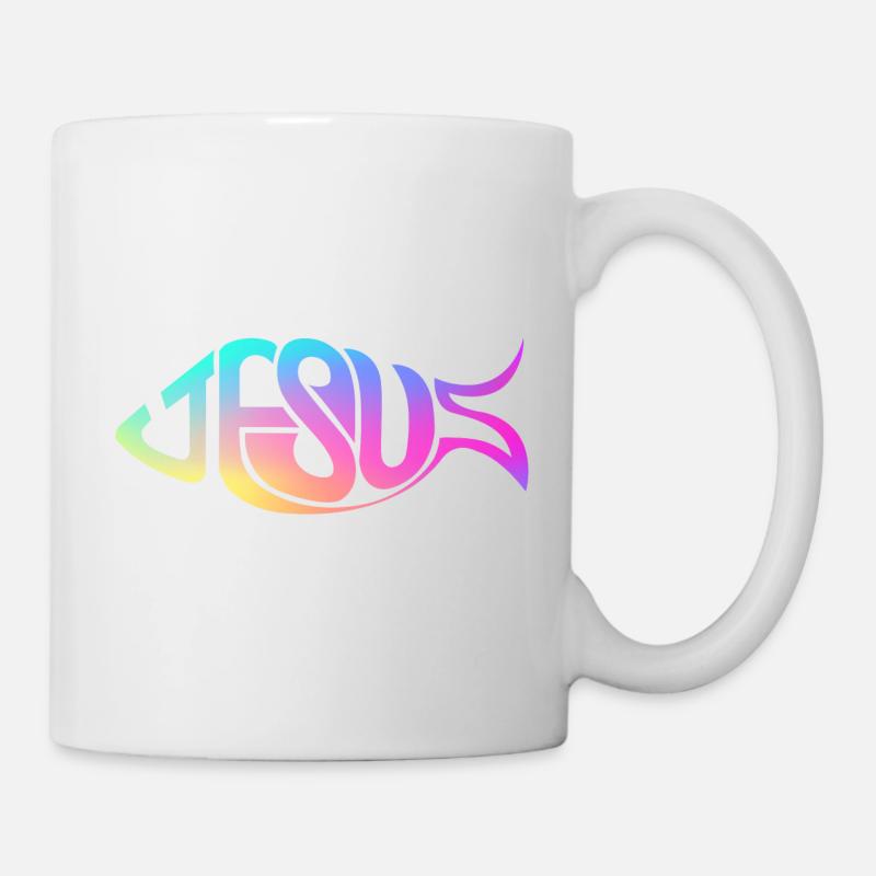Jesus Fisch Regenbogen - Tasse - Weiß