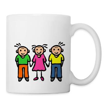 Trois enfants - parents parents frères et sœurs monoparentaux - Mug blanc - blanc - Droite