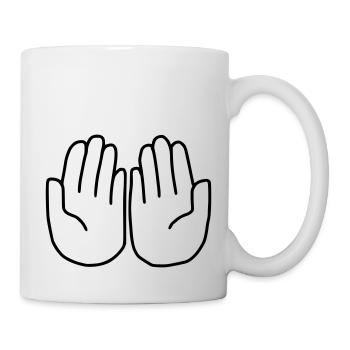 Emoji Hand bitten Skizze schwarz - Tasse - Weiß - Rechts