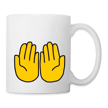 Emoji Hand bitten Skizze Farbe - Tasse - Weiß - Rechts