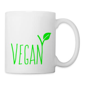 Texte de police végétalien Lettrage vert - Mug blanc - blanc - Droite