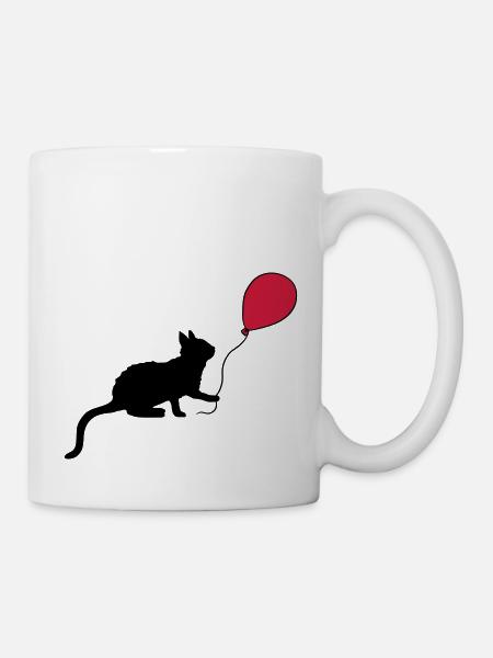 Roter Luftballon Kätzchen spielt - Tasse - Weiß