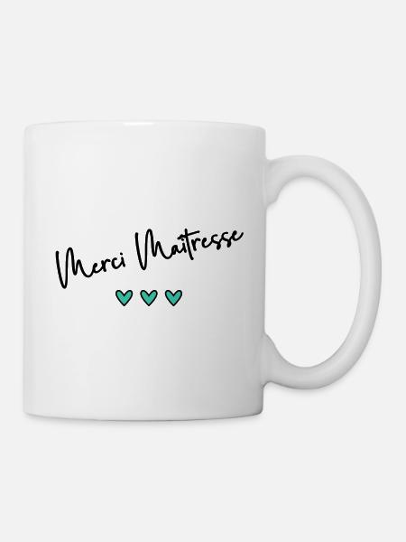 MERCI. MERCI MAÎTRESSE. CADEAU MAÎTRESSE. VACANCES - Mug blanc - blanc