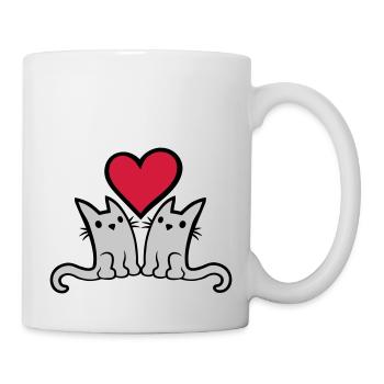 Verliebtes Paar süße Katzen - Tasse - Weiß - Rechts