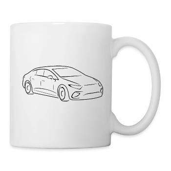 Outlined silhouette of a modern car - Mug - white - Right
