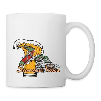 Bier Sommer Surfen Welle Skelett - Tasse - Weiß - Rechts