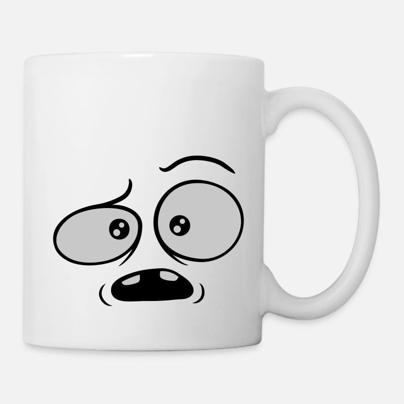 Skeptisches verwirrtes Comic Gesicht - Tasse - Weiß