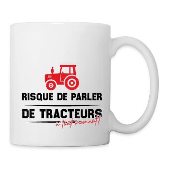 Risque de parler de tracteurs à tout moment - Mug blanc - blanc - Droite
