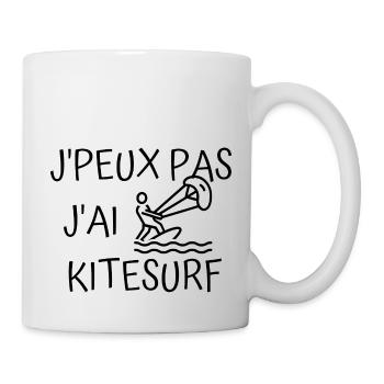 Je peux pas j'ai kitesurf - Mug blanc - blanc - Droite