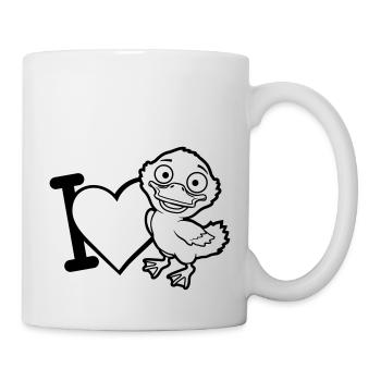 Bande dessinée J’aime les canetons - Mug blanc - blanc - Droite