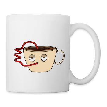 Tired cup of coffee funny cartoon - Mug - white - Right