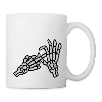 Hole Middle Finger Gesture Skeleton - Mug - white - Right