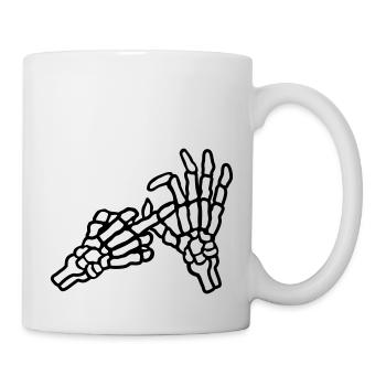 Middle Finger Hole Gesture Skeleton - Mug - white - Right