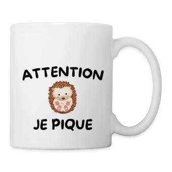 Attention je pique - hérisson mignon -idée cadeau - Mug blanc - blanc - Droite