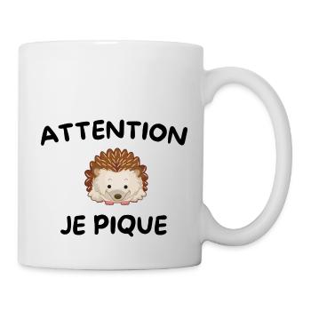 Attention je pique - hérisson mignon -idée cadeau - Mug blanc - blanc - Droite