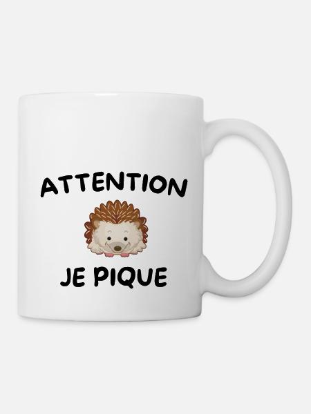 Attention je pique - hérisson mignon -idée cadeau - Mug blanc - blanc