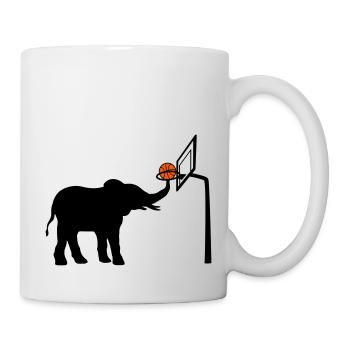 Basketball spielender Elefant Silhouette - Tasse - Weiß - Rechts