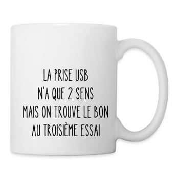 la prise usb n'a que 2 sens - Mug blanc - blanc - Droite