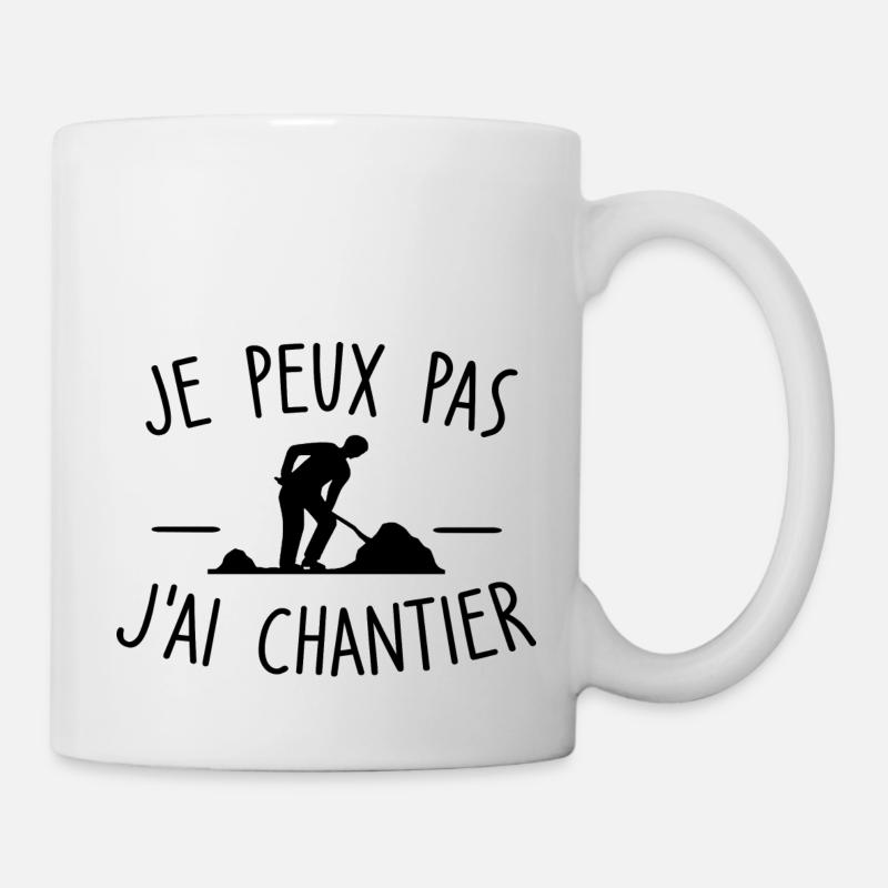 je peux pas j ai chantier - Mug blanc - blanc