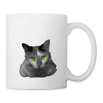 Die grünäugige Katze - Tasse - Weiß - Rechts