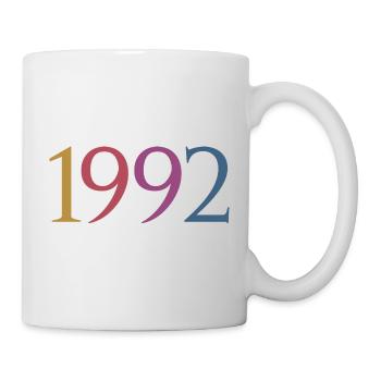 Jahr 1992, 30 Jahre alt, Geschenk zum 30. Geburtstag - Tasse - Weiß - Rechts