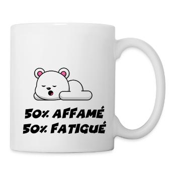 50% affamé 50% fatigué - Mug blanc - blanc - Droite