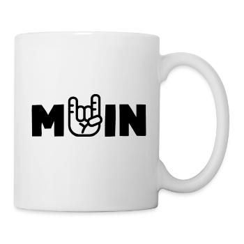 Moin Rock n Roll Norden Gruß Rocker - Tasse - Weiß - Rechts