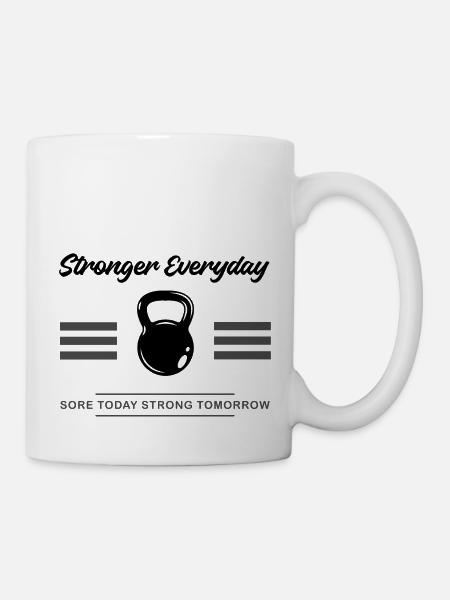Stronger every day. Fitness gift idea. Gym - Mug - white