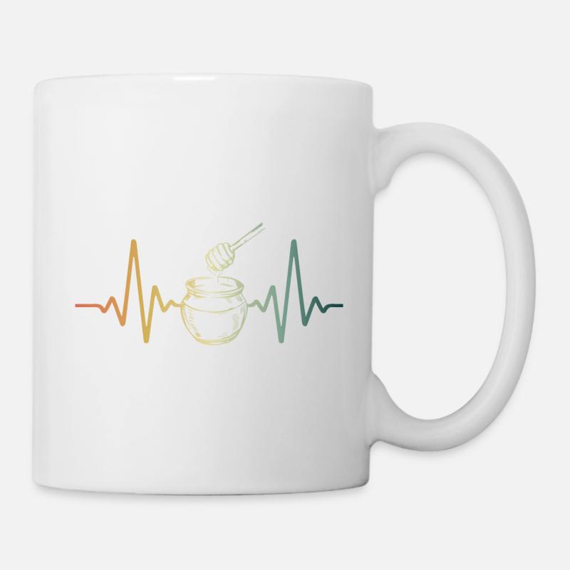 Herzschlag Imker Puls Honigtopf - Tasse - Weiß