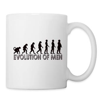 Evolution of men - Für Männer mit Bauch in schwarz - Tasse - Weiß - Rechts