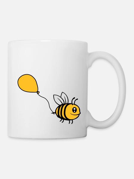 Glückliche Luftballon Biene Comic - Tasse - Weiß
