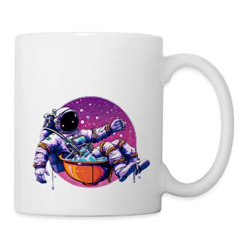 Funky astronaut in space takes a bath - Mug - white - Right