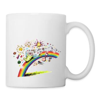 Blühwürmchen auf dem Regenbogen - Tasse - Weiß - Rechts