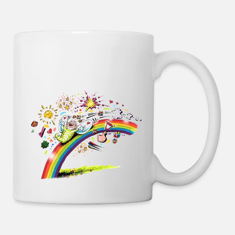 Blühwürmchen auf dem Regenbogen - Tasse - Weiß