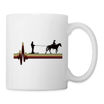 Horse Skijoring Skiing Winter Sport Heartbeat - Mug - white - Right