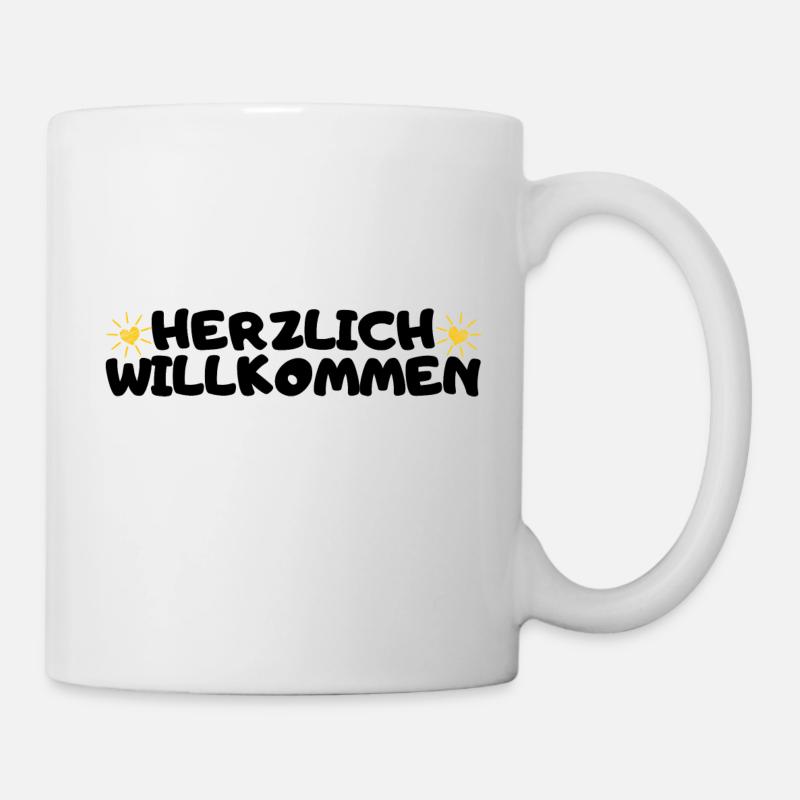 Herzlich Willkommen Herz Liebe - Tasse - Weiß