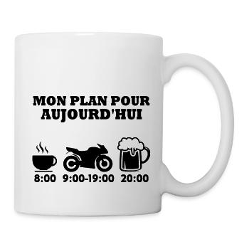 Mon plan pour aujourd hui moto Humour cadeau - Mug blanc - blanc - Droite