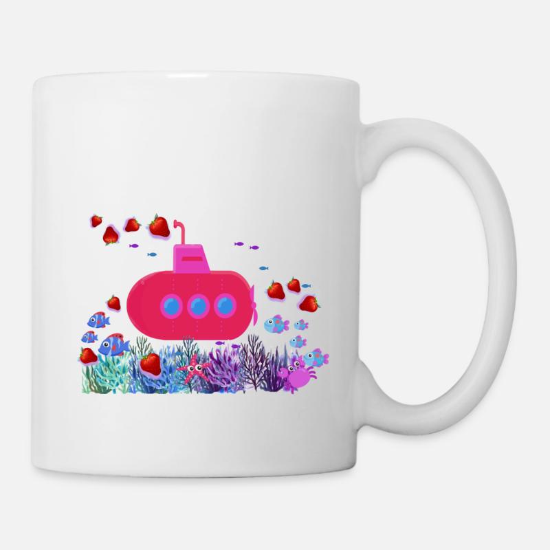 submarine,strawberries, fish, corals,sea - Mug - white