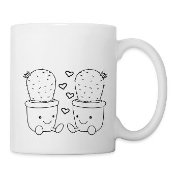 Verliebte Kakteen - Tasse - Weiß - Rechts