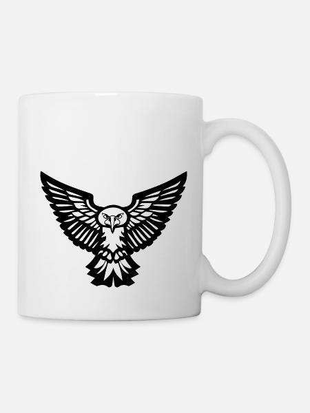 Vogeltyphibou oder fliegender Adler vorne - Tasse - Weiß