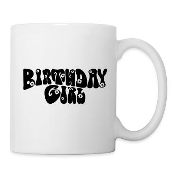 Birthday Girl - Groovy Retro Vintage Flowers - Mug blanc - blanc - Droite