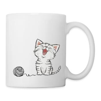 Süße Katze - Tasse - Weiß - Rechts