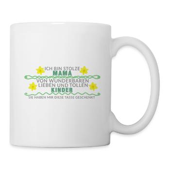 Ich bin Stolze Mama, Muttertag, Narzissen, Blumen - Tasse - Weiß - Rechts