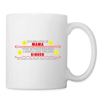 Ich bin Stolze Mama, Muttertag, Narzissen, Blumen - Tasse - Weiß - Rechts